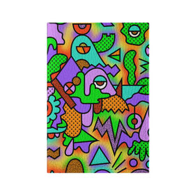 Обложка для паспорта матовая кожа с принтом PSY GEOMETRY в Новосибирске, натуральная матовая кожа | размер 19,3 х 13,7 см; прозрачные пластиковые крепления | abstract | abstraction | color | geometry | paitnt | psy | абстракция | геометрия | краски | неоновые | психоделика