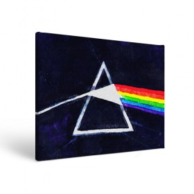 Холст прямоугольный с принтом PINK FLOYD в Новосибирске, 100% ПВХ |  | music | pink floyd | the dark side of the moon | космос | луна | музыка | пинк флойд | призма | рок | треугольник | триангулярная призма