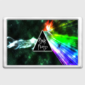 Магнит 45*70 с принтом PINK FLOYD в Новосибирске, Пластик | Размер: 78*52 мм; Размер печати: 70*45 | music | pink floyd | the dark side of the moon | космос | луна | музыка | пинк флойд | призма | рок | треугольник | триангулярная призма