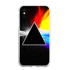 Чехол для iPhone XS Max матовый с принтом PINK FLOYD в Новосибирске, Силикон | Область печати: задняя сторона чехла, без боковых панелей | music | pink floyd | the dark side of the moon | космос | луна | музыка | пинк флойд | призма | рок | треугольник | триангулярная призма