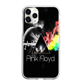 Чехол для iPhone 11 Pro матовый с принтом PINK FLOYD в Новосибирске, Силикон |  | music | pink floyd | the dark side of the moon | космос | луна | музыка | пинк флойд | призма | рок | треугольник | триангулярная призма