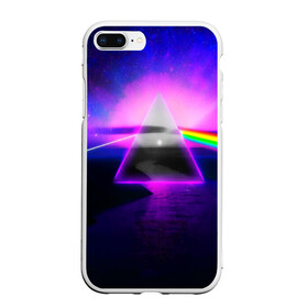 Чехол для iPhone 7Plus/8 Plus матовый с принтом PINK FLOYD в Новосибирске, Силикон | Область печати: задняя сторона чехла, без боковых панелей | music | pink floyd | the dark side of the moon | космос | луна | музыка | пинк флойд | призма | рок | треугольник | триангулярная призма