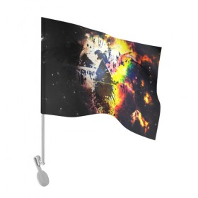 Флаг для автомобиля с принтом PINK FLOYD в Новосибирске, 100% полиэстер | Размер: 30*21 см | music | pink floyd | the dark side of the moon | космос | луна | музыка | пинк флойд | призма | рок | треугольник | триангулярная призма