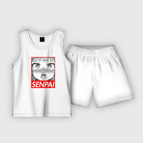 Детская пижама с шортами хлопок с принтом SENPAI в Новосибирске,  |  | ahegao | anime | japan | manga | sempai | senpai | аниме | ахегао | лицо | манга | семпай | сенпай | япония