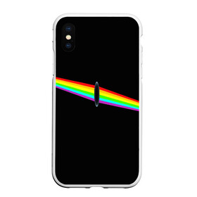 Чехол для iPhone XS Max матовый с принтом PINK FLOYD в Новосибирске, Силикон | Область печати: задняя сторона чехла, без боковых панелей | music | pink floyd | the dark side of the moon | космос | луна | музыка | пинк флойд | призма | рок | треугольник | триангулярная призма