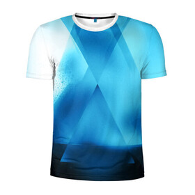 Мужская футболка 3D спортивная с принтом ABSTRACT BLUE в Новосибирске, 100% полиэстер с улучшенными характеристиками | приталенный силуэт, круглая горловина, широкие плечи, сужается к линии бедра | abstraction | art | black | colors | cпектр | geometric | pattern | rainbow | spectrum | абстракция | витраж | геометрический | искусство | полосы | радуга | разноцветные | рисунок | стекло | узор | цвета | черные