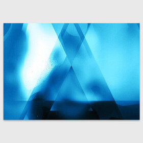 Поздравительная открытка с принтом ABSTRACT BLUE в Новосибирске, 100% бумага | плотность бумаги 280 г/м2, матовая, на обратной стороне линовка и место для марки
 | Тематика изображения на принте: abstraction | art | black | colors | cпектр | geometric | pattern | rainbow | spectrum | абстракция | витраж | геометрический | искусство | полосы | радуга | разноцветные | рисунок | стекло | узор | цвета | черные