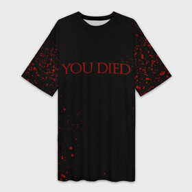 Платье-футболка 3D с принтом DARK SOULS | YOU DIED | ТЫ УМЕР в Новосибирске,  |  | dark souls | game | knight | praise the sun | дарк соулс | игры | рыцарь | темные души