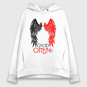 Женское худи Oversize хлопок с принтом GOOD OMENS в Новосибирске, френч-терри — 70% хлопок, 30% полиэстер. Мягкий теплый начес внутри —100% хлопок | боковые карманы, эластичные манжеты и нижняя кромка, капюшон на магнитной кнопке | good omens | благие знамения | терри пратчетт