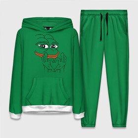 Женский костюм 3D (с толстовкой) с принтом PepeLove в Новосибирске,  |  | feels bad man | feels good man | pepe | pepe the frog | sad pepe | грустная лягушка | пепе