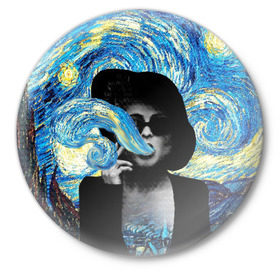 Значок с принтом Марла на картине Ван Гога в Новосибирске,  металл | круглая форма, металлическая застежка в виде булавки | Тематика изображения на принте: ван гог | вангог | звездная ночь | картина | марла | марла сингер | модернизм | постмодерн | художник | экспонат | экспрессионизм