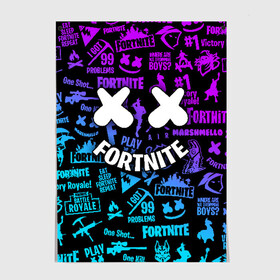 Постер с принтом FORTNITE x MARSHMELLO в Новосибирске, 100% бумага
 | бумага, плотность 150 мг. Матовая, но за счет высокого коэффициента гладкости имеет небольшой блеск и дает на свету блики, но в отличии от глянцевой бумаги не покрыта лаком | fortnite | fortnite 2 | fortnite x маршмелло | ikonik | marshmello | ninja | ninja streamer | иконик | ниндзя | фортнайт | фортнайт 2 | фортнайт глава 2