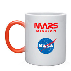 Кружка хамелеон с принтом Nasa Mars mission в Новосибирске, керамика | меняет цвет при нагревании, емкость 330 мл | Тематика изображения на принте: mars mission | миссия марс | наса | насса