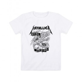 Детская футболка хлопок с принтом Metallica в Новосибирске, 100% хлопок | круглый вырез горловины, полуприлегающий силуэт, длина до линии бедер | metalica | metallica | группа | джеймс хэтфилд | кирк хэмметт | ларс ульрих | метал | металика | металлика | миталика | музыка | роберт трухильо | рок | трэш | трэшметал | хард | хеви