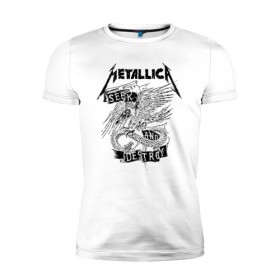 Мужская футболка премиум с принтом Metallica в Новосибирске, 92% хлопок, 8% лайкра | приталенный силуэт, круглый вырез ворота, длина до линии бедра, короткий рукав | metalica | metallica | группа | джеймс хэтфилд | кирк хэмметт | ларс ульрих | метал | металика | металлика | миталика | музыка | роберт трухильо | рок | трэш | трэшметал | хард | хеви