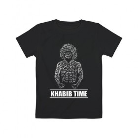 Детская футболка хлопок с принтом Khabib Time в Новосибирске, 100% хлопок | круглый вырез горловины, полуприлегающий силуэт, длина до линии бедер | Тематика изображения на принте: 