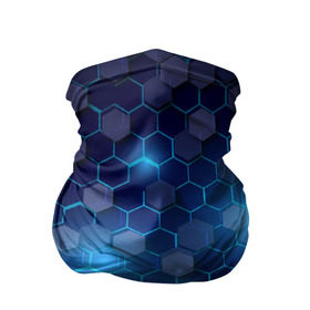 Бандана-труба 3D с принтом Синие соты в неоне в Новосибирске, 100% полиэстер, ткань с особыми свойствами — Activecool | плотность 150‒180 г/м2; хорошо тянется, но сохраняет форму | неон | неоновые соты | синие соты | соты