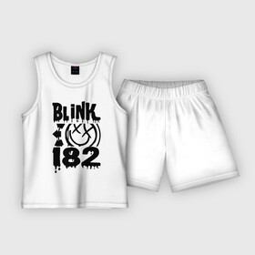 Детская пижама с шортами хлопок с принтом Blink 182 в Новосибирске,  |  | blink | cheese | duck tape | filter | grilled | альтернативный | блинк | группа | дак тейп | марк хоппус | музыка | мэтт скиба | панк | поп | рок | скейт | трэвис баркер