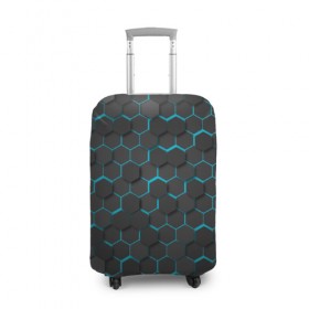 Чехол для чемодана 3D с принтом Turquoise Octagon в Новосибирске, 86% полиэфир, 14% спандекс | двустороннее нанесение принта, прорези для ручек и колес | octagon | бирюзовые соты | бирюзовый | неон | неоновые соты | октагон | соты