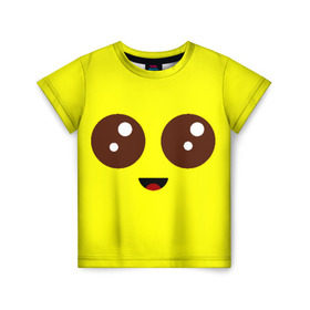 Детская футболка 3D с принтом Peely Fortnite в Новосибирске, 100% гипоаллергенный полиэфир | прямой крой, круглый вырез горловины, длина до линии бедер, чуть спущенное плечо, ткань немного тянется | banana | battle royale | fortnite | game | банан | батл рояль | глаза | игра | лицо | роял | фортнайт