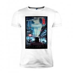 Мужская футболка премиум с принтом Blade Runner в Новосибирске, 92% хлопок, 8% лайкра | приталенный силуэт, круглый вырез ворота, длина до линии бедра, короткий рукав | 2049 | blade runner | cyberpunk | андроид | бегущий по лезвию | кей | киберпанк | репликант | рик декарт