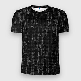 Мужская футболка 3D спортивная с принтом ПРОГРАММНЫЙ КОД НА ЯПОНСКОМ в Новосибирске, 100% полиэстер с улучшенными характеристиками | приталенный силуэт, круглая горловина, широкие плечи, сужается к линии бедра | hugo weaving | pc | the matrix | код | компьютеры | матрица | матрица 4 | программист | программный код | цифры