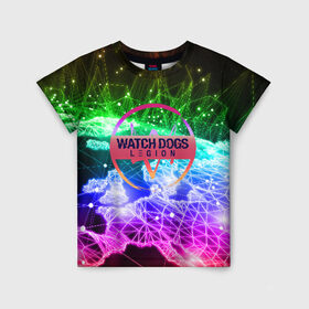 Детская футболка 3D с принтом WATCH DOGS LEGION в Новосибирске, 100% гипоаллергенный полиэфир | прямой крой, круглый вырез горловины, длина до линии бедер, чуть спущенное плечо, ткань немного тянется | ded sec | hacker | legion | watch dogs | watch dogs 2 | watch dogs legion | легион | хакер