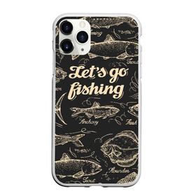 Чехол для iPhone 11 Pro Max матовый с принтом Let`s go fishing в Новосибирске, Силикон |  | Тематика изображения на принте: рыба | рыбак | рыбалка | снасти | увлечение | улов | хобби