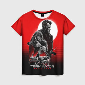 Женская футболка 3D с принтом Terminator: Dark Fate в Новосибирске, 100% полиэфир ( синтетическое хлопкоподобное полотно) | прямой крой, круглый вырез горловины, длина до линии бедер | dark fate | sarah j. connor | t 800 | terminator | восстание машин | киборг | сара коннор | темные судьбы | терминатор