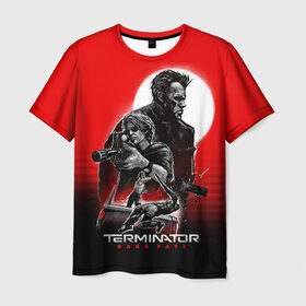 Мужская футболка 3D с принтом Terminator: Dark Fate в Новосибирске, 100% полиэфир | прямой крой, круглый вырез горловины, длина до линии бедер | Тематика изображения на принте: dark fate | sarah j. connor | t 800 | terminator | восстание машин | киборг | сара коннор | темные судьбы | терминатор