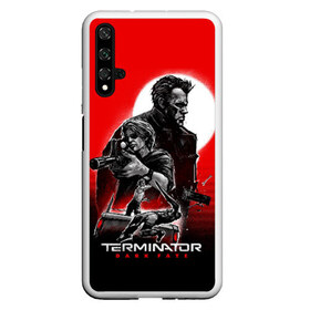 Чехол для Honor 20 с принтом Terminator Dark Fate в Новосибирске, Силикон | Область печати: задняя сторона чехла, без боковых панелей | Тематика изображения на принте: dark fate | sarah j. connor | t 800 | terminator | восстание машин | киборг | сара коннор | темные судьбы | терминатор