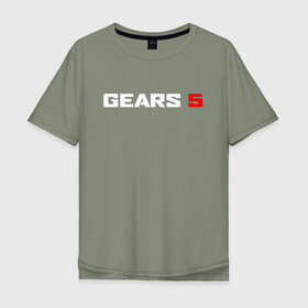 Мужская футболка хлопок Oversize с принтом GEARS 5 в Новосибирске, 100% хлопок | свободный крой, круглый ворот, “спинка” длиннее передней части | Тематика изображения на принте: gears | gears 5 | gears of war | gears of war 5 | шестерёнки