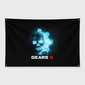 Флаг-баннер с принтом GEARS 5 в Новосибирске, 100% полиэстер | размер 67 х 109 см, плотность ткани — 95 г/м2; по краям флага есть четыре люверса для крепления | game | games | gears | gears 5 | gears of war | logo | shooter | symbol | war | боевик | вар | войны | гирс | гирс 5 | гирс оф вар | игра | игры | лого | логотип | символ | шестерни | шутер