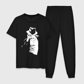Мужская пижама хлопок с принтом Майкл Джексон в Новосибирске, 100% хлопок | брюки и футболка прямого кроя, без карманов, на брюках мягкая резинка на поясе и по низу штанин
 | michael jackson | артист | майкл джексон | музыка | поп | рок