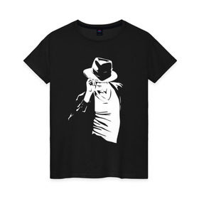 Женская футболка хлопок с принтом Майкл Джексон в Новосибирске, 100% хлопок | прямой крой, круглый вырез горловины, длина до линии бедер, слегка спущенное плечо | michael jackson | артист | майкл джексон | музыка | поп | рок