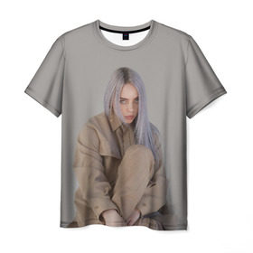 Мужская футболка 3D с принтом BILLIE EILISH в Новосибирске, 100% полиэфир | прямой крой, круглый вырез горловины, длина до линии бедер | Тематика изображения на принте: bilie | billi | billie | eilish | eillish | elish | ellish | айлиш | алиш | били | билли | эйлиш | элиш