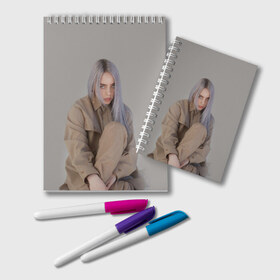 Блокнот с принтом BILLIE EILISH в Новосибирске, 100% бумага | 48 листов, плотность листов — 60 г/м2, плотность картонной обложки — 250 г/м2. Листы скреплены удобной пружинной спиралью. Цвет линий — светло-серый
 | bilie | billi | billie | eilish | eillish | elish | ellish | айлиш | алиш | били | билли | эйлиш | элиш