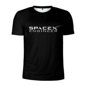 Мужская футболка 3D спортивная с принтом SpaceX engineer в Новосибирске, 100% полиэстер с улучшенными характеристиками | приталенный силуэт, круглая горловина, широкие плечи, сужается к линии бедра | elon | mars | musk | spascex | астронавт | илон | инженер | космос | маск | ракета