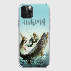 Чехол для iPhone 12 Pro с принтом Fishing в Новосибирске, силикон | область печати: задняя сторона чехла, без боковых панелей | рыба | рыбак | рыбалка | снасти | увлечение | улов | хобби