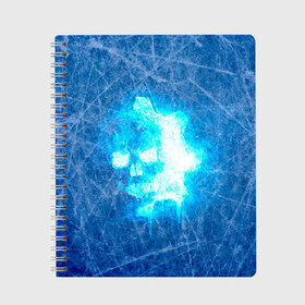 Тетрадь с принтом Gears 5 Ice Omen в Новосибирске, 100% бумага | 48 листов, плотность листов — 60 г/м2, плотность картонной обложки — 250 г/м2. Листы скреплены сбоку удобной пружинной спиралью. Уголки страниц и обложки скругленные. Цвет линий — светло-серый
 | game | gears 5 | gears of war 5 | ice omen | xbox | игра | кровь | саранча | снег | череп | шутер
