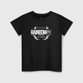 Детская футболка хлопок с принтом R6S PRO LEAGUE (НА СПИНЕ) в Новосибирске, 100% хлопок | круглый вырез горловины, полуприлегающий силуэт, длина до линии бедер | 6 | outbreak | rainbow | rainbow six siege | six | tom clancys | радуга осада | том клэнси