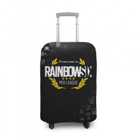 Чехол для чемодана 3D с принтом R6S PRO LEAGUE в Новосибирске, 86% полиэфир, 14% спандекс | двустороннее нанесение принта, прорези для ручек и колес | 6 | outbreak | rainbow | rainbow six siege | six | tom clancys | радуга осада | том клэнси