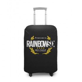 Чехол для чемодана 3D с принтом R6S PRO LEAGUE (НА СПИНЕ) в Новосибирске, 86% полиэфир, 14% спандекс | двустороннее нанесение принта, прорези для ручек и колес | 6 | outbreak | rainbow | rainbow six siege | six | tom clancys | радуга осада | том клэнси