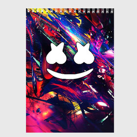 Скетчбук с принтом MARSHMELLO NEON в Новосибирске, 100% бумага
 | 48 листов, плотность листов — 100 г/м2, плотность картонной обложки — 250 г/м2. Листы скреплены сверху удобной пружинной спиралью | 