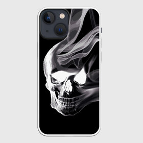 Чехол для iPhone 13 mini с принтом Wind в Новосибирске,  |  | grin | jaw | orbits | skull | smoke | teeth | wind | ветер | глазницы | дым | зубы | оскал | череп