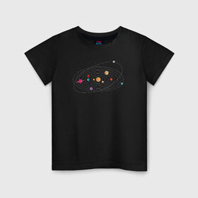 Детская футболка хлопок с принтом Солнечная Система в Новосибирске, 100% хлопок | круглый вырез горловины, полуприлегающий силуэт, длина до линии бедер | Тематика изображения на принте: galaxy | solar | space | system | астрология | астрономия | галактика | звезды | космос | планета | планеты | система | солнечная