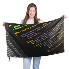 Флаг 3D с принтом ПРОГРАММНЫЙ КОД в Новосибирске, 100% полиэстер | плотность ткани — 95 г/м2, размер — 67 х 109 см. Принт наносится с одной стороны | hugo weaving | pc | the matrix | код | компьютеры | матрица | матрица 4 | программист | программный код | цифры