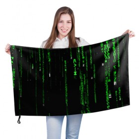 Флаг 3D с принтом МАТРИЦА КОДА в Новосибирске, 100% полиэстер | плотность ткани — 95 г/м2, размер — 67 х 109 см. Принт наносится с одной стороны | hugo weaving | pc | the matrix | код | компьютеры | матрица | матрица 4 | программист | программный код | цифры