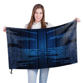 Флаг 3D с принтом КОДЫ в Новосибирске, 100% полиэстер | плотность ткани — 95 г/м2, размер — 67 х 109 см. Принт наносится с одной стороны | hugo weaving | pc | the matrix | код | компьютеры | матрица | матрица 4 | программист | программный код | цифры
