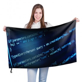 Флаг 3D с принтом CODE STYLE в Новосибирске, 100% полиэстер | плотность ткани — 95 г/м2, размер — 67 х 109 см. Принт наносится с одной стороны | hugo weaving | pc | the matrix | код | компьютеры | матрица | матрица 4 | программист | программный код | цифры